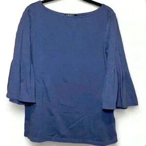 Lauren Ralph Lauren- Blue top w pleated bell sleeves-Women’s Small